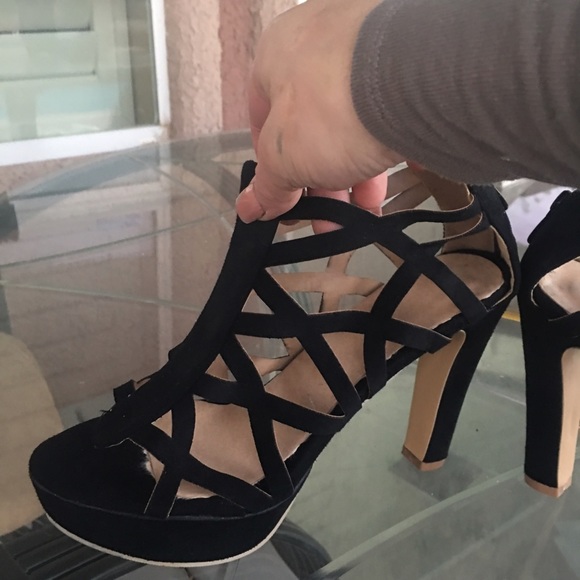 Strappy Black Platform Heels