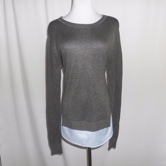 Gray Mock Layered Sweater - Picture 2 of 8