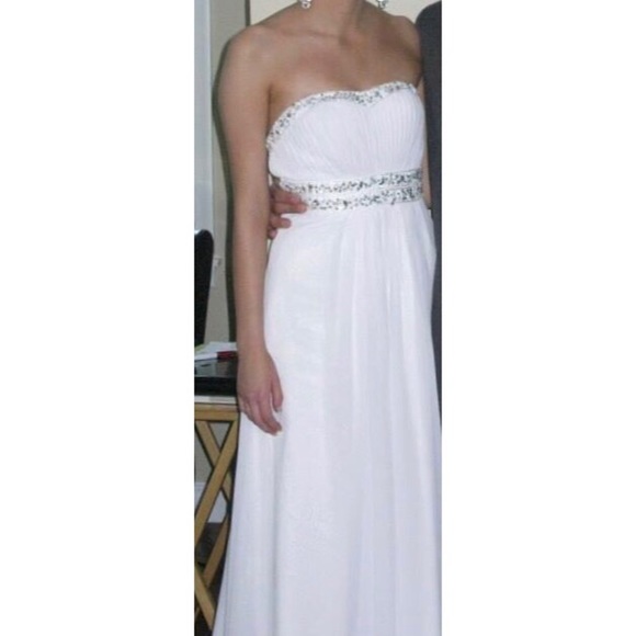 White beaded prom dress