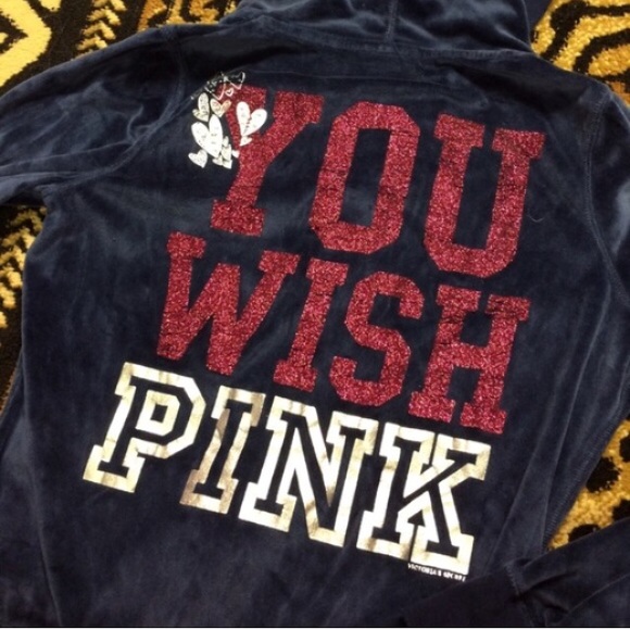 11-10 Vs navy with pink glitter velour hoodie - Picture 2 of 4