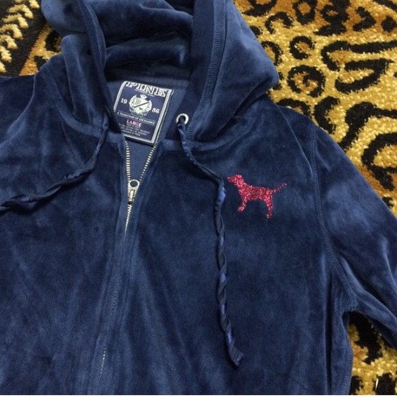 11-10 Vs navy with pink glitter velour hoodie - Picture 3 of 4