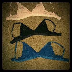 3 lace bralettes
