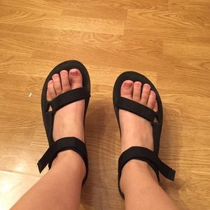 Black Teva sandals