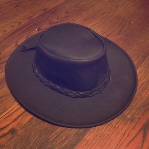 Black leather hat