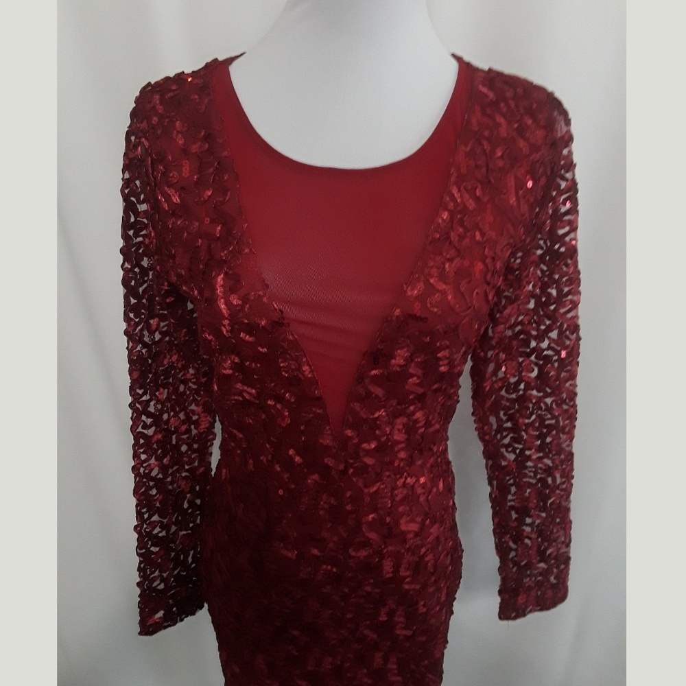 Red Sequins Cocktail Dress - Picture 3 of 8