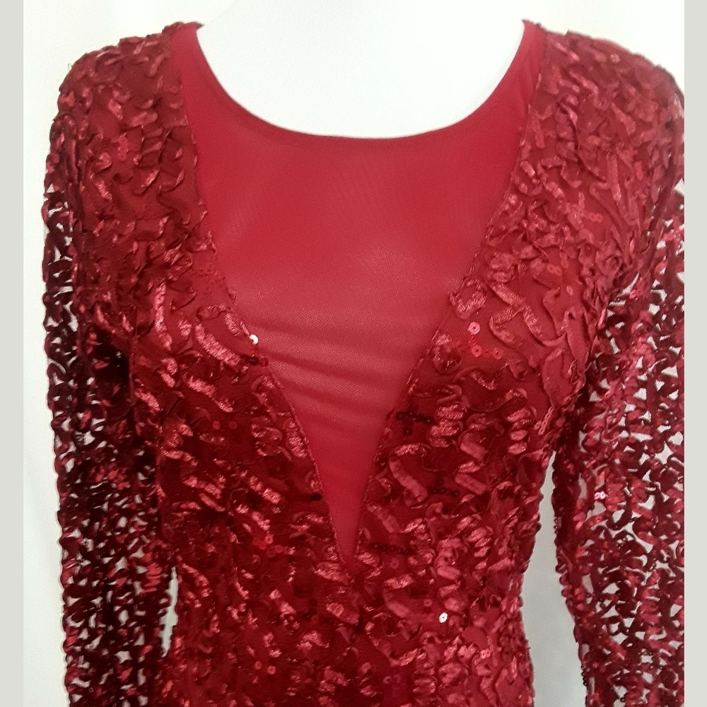 Red Sequins Cocktail Dress - Picture 4 of 8