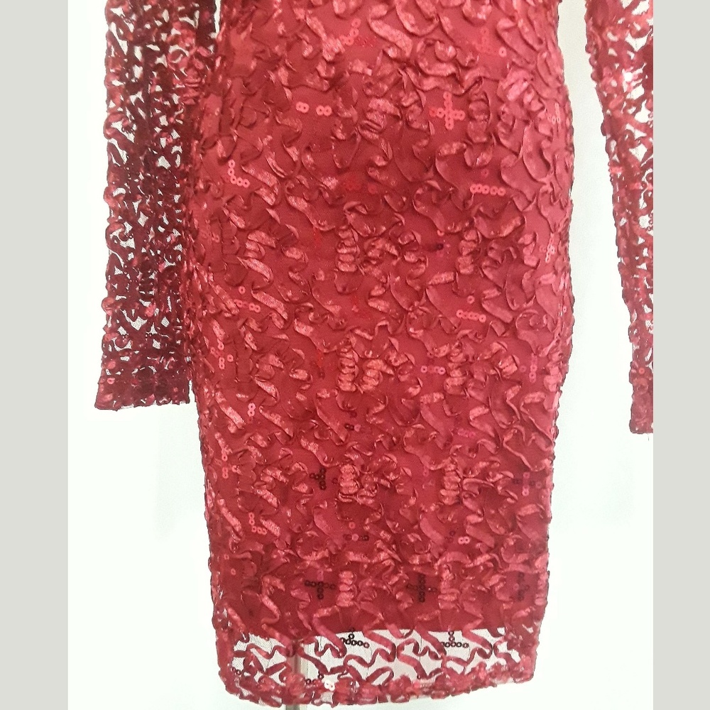 Red Sequins Cocktail Dress - Picture 5 of 8