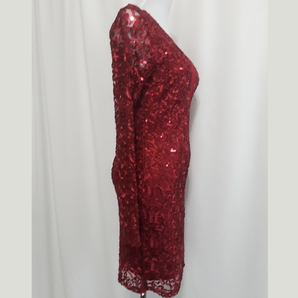 Red Sequins Cocktail Dress - Picture 8 of 8