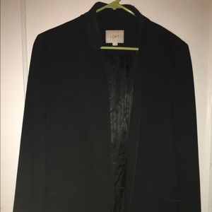 Loft Black Collarless Blazer