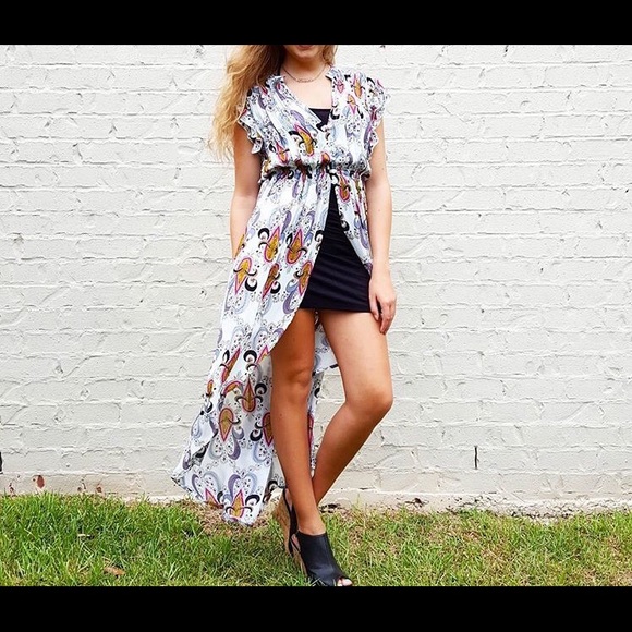 paisley ruffle vest, ankle length