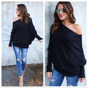 Haute Ellie | Tops | Black Off Shoulder Batwing Top | Poshmark