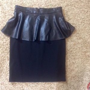 Vegan leather peplum skirt