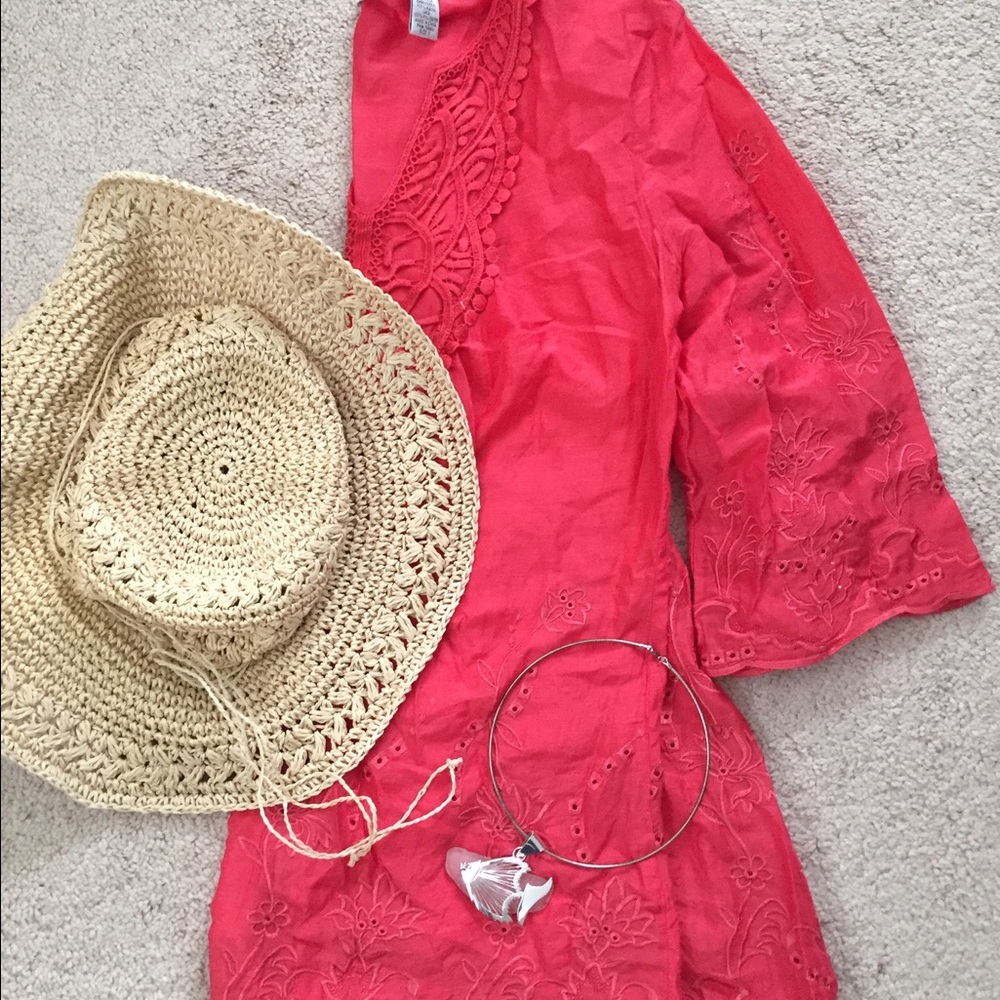 Pink tunic with eyelet design
