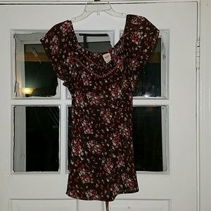 Brown sheer floral patterned top