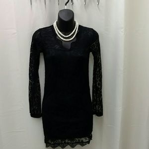 Lace Floral Black  Dress Long Sleeve NWT 2