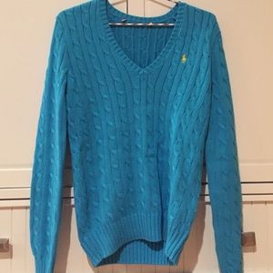 Bright blue polo sweater