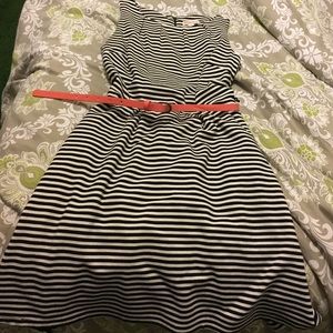 Black & white striped fit & flare