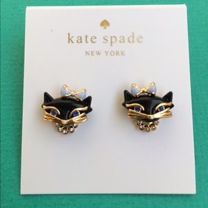 Kate spade New York cat with ribbon stud earrings