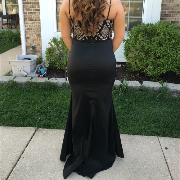 black and gold 2 piece prom dress✨