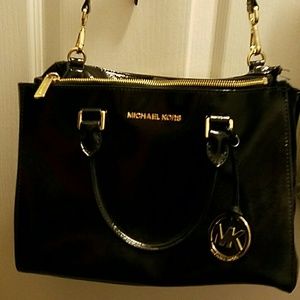 Black Patent Leather Michael Kors Selma Satchel