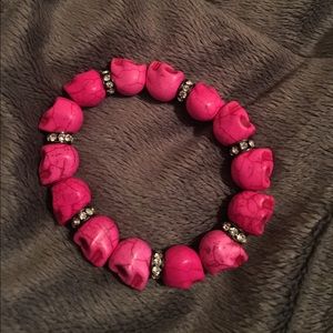 Handmade bright pink skull bracelet