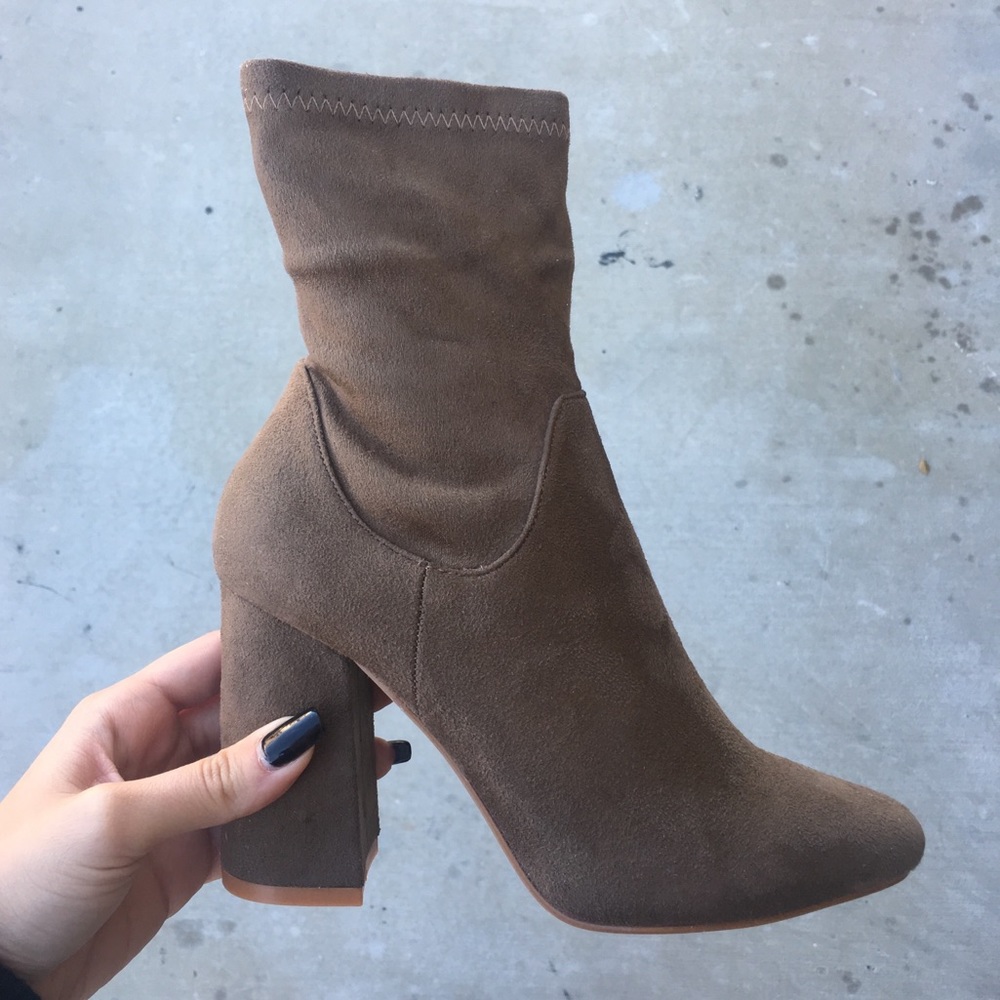 Faux Suede High Ankle Boots