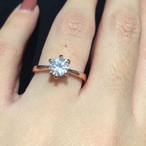 Rose gold plated solitaire CZ Ring