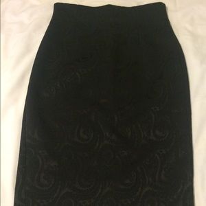 Black Tapestry Pencil Skirt