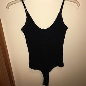 Ribbed black bodysuit