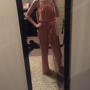 Pale pink Strapless jumpsuit