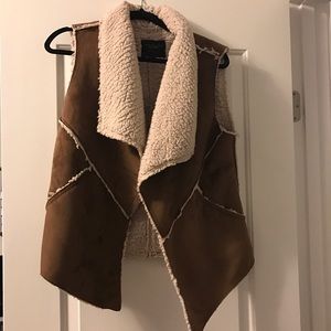 Sanctuary Clothing Brown Faux Suede Shearling Vest