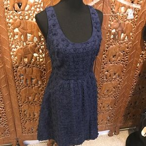 Scallop Fit and Flare Navy Dress