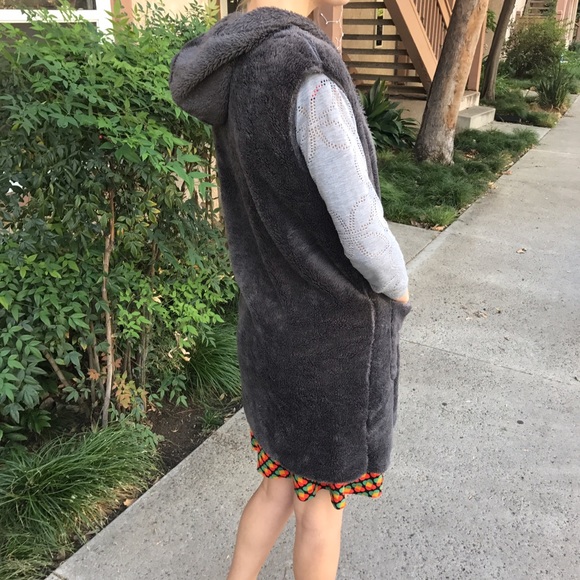 DONATE ALERT: Charcoal Faux Fur Vest - Picture 3 of 3