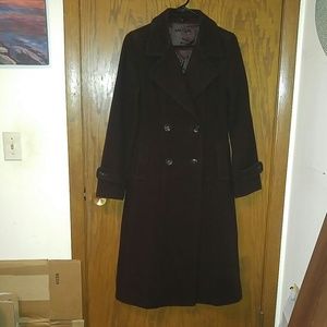 SISLEY brown wool SIZE 8 trench winter coat