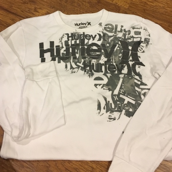 Men's White Hurley Thermal with Grey Logo Print