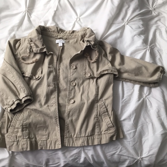 Ann Taylor Loft Tan Utility Ribbed Bomber Jacket