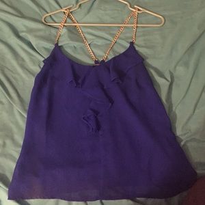 Charlotte Russe royal blue top w gold chain straps