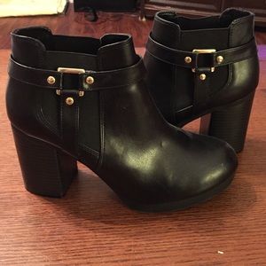 Black Booties With Gold Buckle
