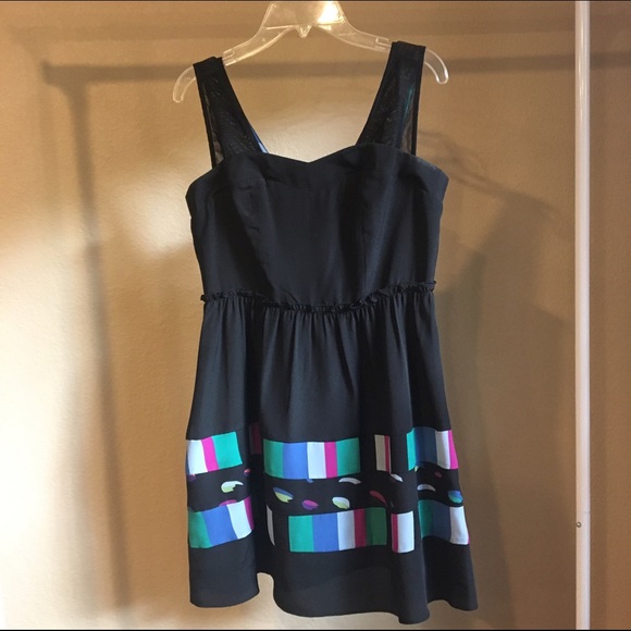 Bcbgeneration Black Multi Colored Mini Dress - image 1