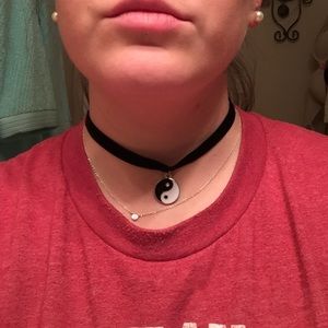 Black choker yin yang necklace