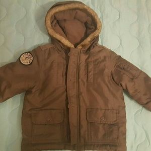 Gap military style winter coat fur trimed hood.