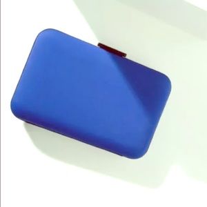ZARA LARGE Blue NEOPRENE MINAUDIÉRE BOX CLUTCH