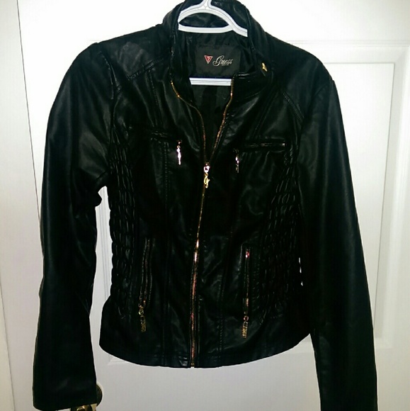Guess Black Leather Jacket