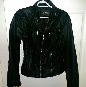 Guess Black Leather Jacket