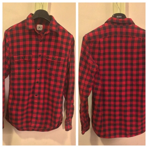 J.Crew Boyfriend Red & Black Plaid Flannel Shirt S