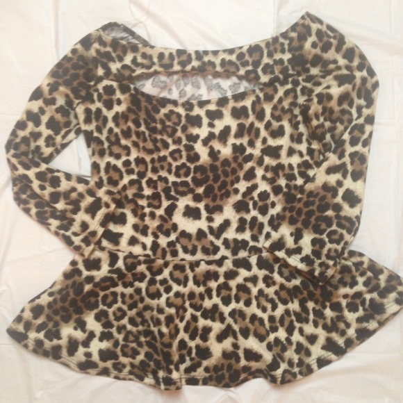 Charlotte Russe Tops - Peplum animal print juniors large