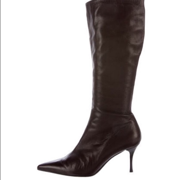 GUCCI BLACK LEATHER KNEE-HIGH BOOTS - Picture 1 of 4