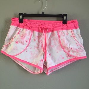 Pink floral Lululemon shorts