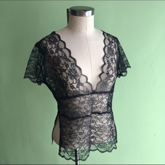 Elegant black lace top by Lux - Picture 1 of 4