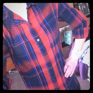 Red flannel shirt with chest pocket